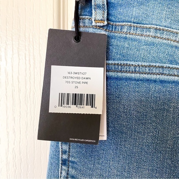 RE/DONE Jeans 70s Stove Pipe High-Rise Distressed Crop Destroyed Dawn 25 NWT - Picture 6 of 8